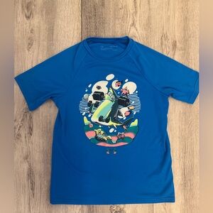 Under Armour Blue Short Sleeve Tee with shark Graphic Design